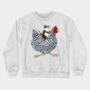 Calico Cat Chicken Ride Crewneck Sweatshirt